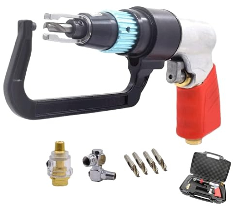 Pneumatic Spot Weld Drill, 1800RPM Air Spot Weld Drill with 4 Bits, 360° Converter and Box, Precision Removal, Stud Welder Dent Repair Kit for Automotive Sheet Metal Repair