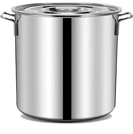 WPJBDS Stock Pot, 304 Stainless Steel Thickened Large Soup Pot with Lid, Heavy Duty Pasta Soup Canning Stockpot, for Gas/Induction/Electric Stoves,50L