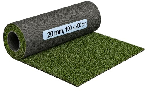 Internethandel Pfordt Kunstrasen Hochflor 100x200 cm, 20 mm Florhöhe | Wasserdurchlässigkeit über 2.000 mm/h, ca. 21 mm Gesamthöhe und Latex-Rückseite, für Balkon, Terrasse und Garten