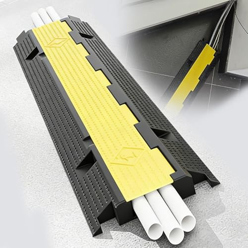 Canaleta Cables Suelo, Modular Badén Goma, Portátil Pasacables, Resistente al Desgaste y no se Deforma Fácilmente, Protege Cables Eléctricos