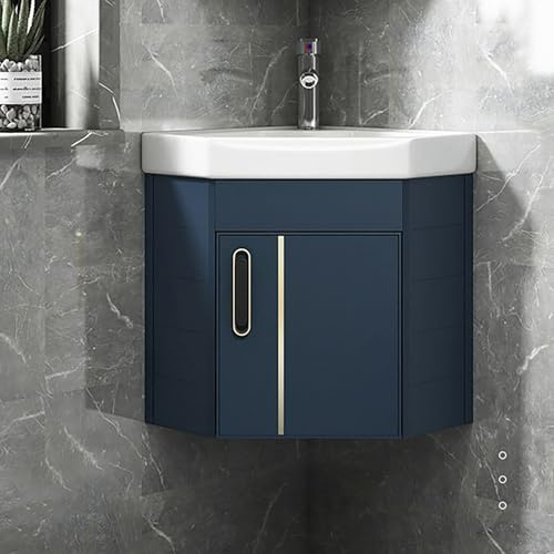 Lavello angolare, mobile lavabo compatto indipendente, piccola vasca per lavanderia in ceramica, lavabo triangolare da appendere a parete per bagno e WC, lavabo a parete