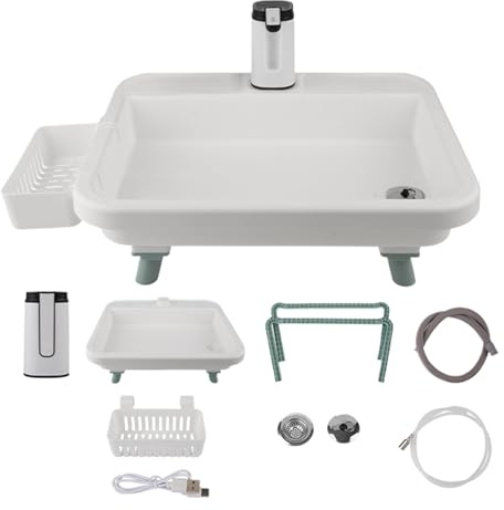 Fregadero de camping – Lavabo portátil higiénico reutilizable, función de montaje rápido, fregaderos al aire libre | Esenciales de camping para patio, barbacoa, jardín, parque, , lavavajillas