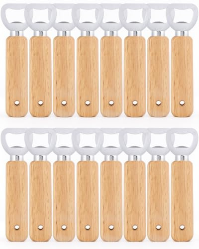 Acual Flaschenöffner 16 Stück, Bierflaschenöffner Holz, Bottle Opener | Tragbare Bieröffner für Apfelwein, Bier, Glasflaschenverschlussöffner, Bar, Kapselheber Geschenke öffner für Männer