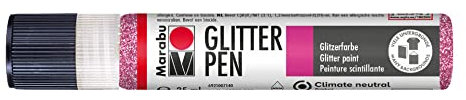 Marabu 18030009533 - Glitter Liner rosa, Glitzer - Effektfarbe auf Wasserbasis für bezaubernde Glitzereffekte auf Stoff, Holz, Metall speichelecht, einfache Fixierung