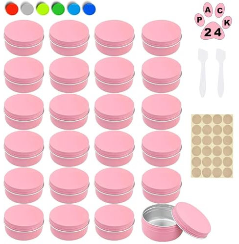 24 Pièces Contenant cosmetique Vide,10ml Pots en Aluminium,Boîtes Cosmétiques Conteneurs Rondes,Vide Pots,Conteneur Cosmétique, Vides Échantillon,Pots en Aluminium Conteneur,étiquette pour Maquillage