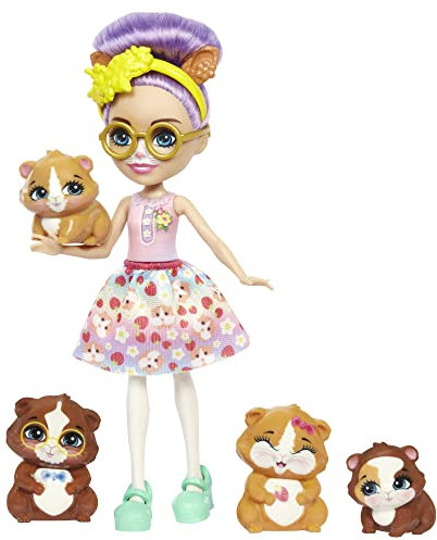 ENCHANTIMALS City-Tails Glee Guinea Pig Familie - Meerschweinchen-Mädchen Puppe mit 4 liebenswerten Meerschweinchenfiguren, für Kinder ab 4 Jahren, HHB84