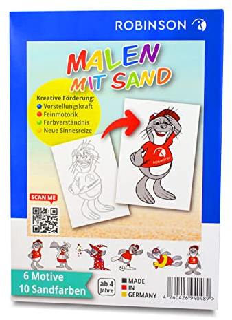 Special Edition: Robinson Club meats KiSabi Malen mit Sand: Kinder Sandbilder Robinson Edition Set mit 6 kreativen Roby Motiven