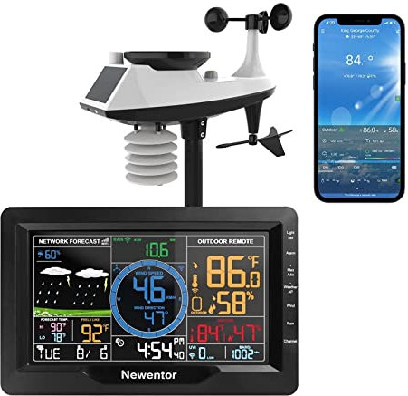 ISAFIX Stazione metereologica Stazione meteorologica Digitale Wireless App WiFi Professionale Previsioni Esterne con sensore di umidità della Temperatura Indicatore di Pioggia velocità del Vento
