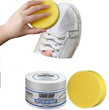 100 g weiße Schuh-Reinigungscreme, multifunktionale Reinigungscreme, weißer Schuhreiniger, Lederschuhreiniger, Sneaker-Radierer für Schuhe mit Schwamm