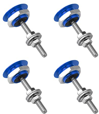 JNNJ 4 Pieces Universal Vehicle Hood Pins, Quick Release License Plate Lock Clip, Push Button Bonnet Kit, Aluminum Alloy Quick Latch Lock for Auto Bumper, Hood Pins for Car Modification(Blue)