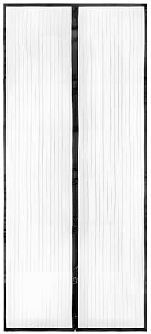 Sherveer Fliegengitter Balkontür 90x210cm aus hochwertigem Fiberglas mit starken Magneten Insektenschutz Vorhang für Terrassentür Reißfest Klebemontage ohne Bohren schwarz