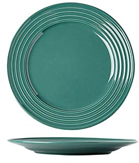 TUNOFUN Speiseteller, 20,3 cm, rund, Keramik, für Salat, Pasta, Obst, Vorspeisen, Desserts, Weihnachtsteller, Weihnachtsteller, 2er-Set, Grün/Grau/Beige/Rosa