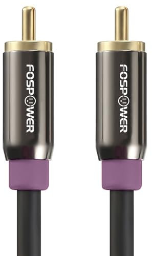FosPower Subwoofer Cable (6 FT) RCA to RCA Audio Stereo Cable, Male to Male - Dual Shielded Cord | 24K Gold Plated Connector | Corrosion Resistant | Clean Sounding Signal
