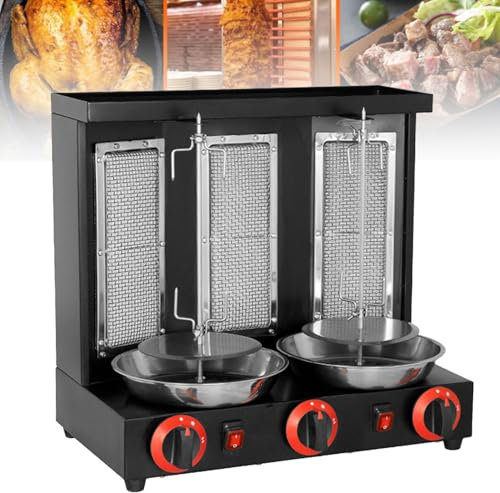 Hydravex Máquina para Asar shawarma, Capacidad de 22 Libras, máquina para cocinar Pollo shawarma con 2 quemadores, asador Vertical eléctrico, Horno asador gyro, máquina para Doner Kebab,Silver