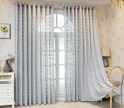 Lichtfilternde Bauernhaus-Fensterbehandlungen, Boho-Dekor, Voile-Vorhänge für Wohnzimmer und Schlafzimmer, 254 cm, Landhaus-Gardinenstange im Lieferumfang enthalten, 2 Stück