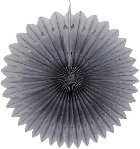 Faltbarer Handfächer, Handventilator aus Bambus, hängende Papierdekoration, 5 Stück, 20 cm, Seidenpapier-Fächer, Grau