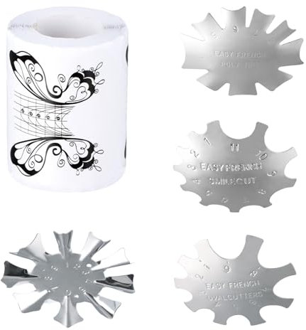 4 PZ Plantillas de Francesas Cortadores de Uñas con 100 pz Bandeja de papel para Extensión de Uña, Cortador de Borde Manicura Francesas, Plantilla de Línea de Sonrisa Francesa de Arte de Uñas