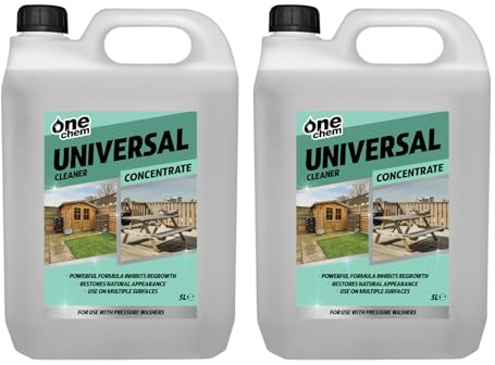 One Chem Pressure Washer Universal Cleaner, 2 x 5L, Concentrate, Mould and Algae Remover for Fences, Sheds, Decking