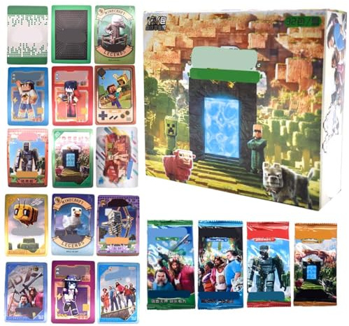 YCVBCY Carte Animée, 160PCS Miinecrraft Cartes à Collectionner Carte Postale Anime Jeux de Cartes Anime Cart Postales Cart Tarot Trading Card Packs pour Filles et Garçons