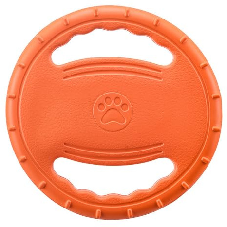 jiejack hund flygskiva, frisbee-ring, tuggleksak hund oförstörbar, stressreducering, husdjursträning, flygruta för stora hundar (ljusorange)