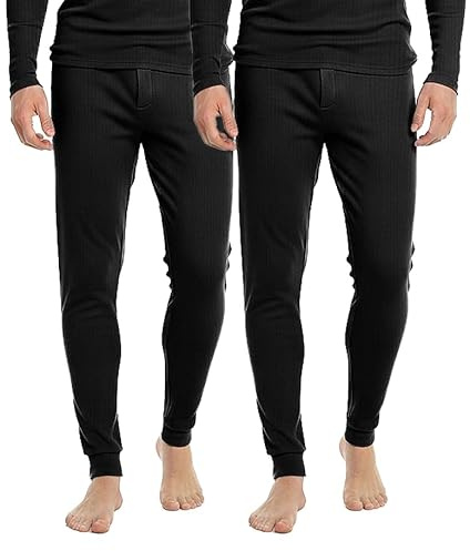BestSale247 Termounderkläder för män, långa mjuka innerfleece, varma vinterunderkläder, skidunderkläder, bomull, 2x svart, XL