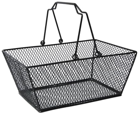 MetieFasia Panier à avec Poignées, Panier en Fil de Fer Métallique, Résistant à l'usure, Portable, pour Le Rangement dans Les Supermarchés, Les Ma