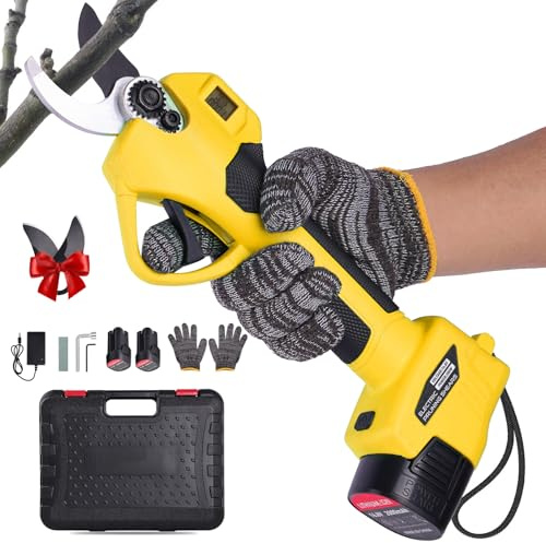 Sécateur Électrique Sans Fil: 35mm Sécateur électrique Portable avec 2 batteries 21 V/2000 mAh, Sécateur à Batterie Portable avec Lame SK7, Secateur electrique sans fil pour Vigne, Olivier, Haies
