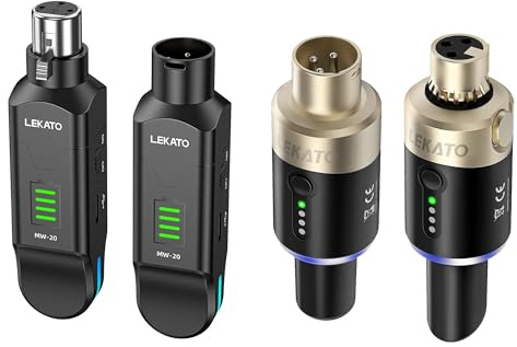 LEKATO 2.4GHz Wireless XLR Microphone Transmitter & Receiver, Plug & Play, 8H Runtime for PA Systems, Mixers，Live Performances