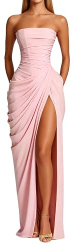 Robe Femme Chic et Elegant Jaune Blanche Rose XXL XL XXS Robe Sexy Moulante asymétrique froncée épaules dénudées Coupe ajustée idéale formelle soirée élégante Les Vacancesla Plage Noel Club ete Dress
