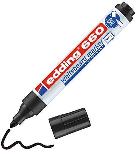 edding 660 Whiteboardmarker - schwarz - 1 Whiteboard Stift - Rundspitze 1,5-3 mm - Boardmarker abwischbar - für Whiteboard, Flipchart, Magnettafel, Pinnwand, Memoboard - Sketchnotes - nachfüllbar