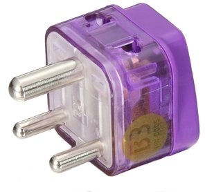 AC POWER TRAVEL ADAPTER PLUG FOR INDIA and more / WITH DUAL PLUG-IN PORTS AND SURGE PROTECTION / GROUNDED