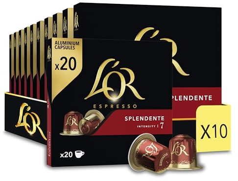 L'Or Espresso Café - 200 Capsules Splendente intensité 7 | Compatibles Nespresso®*, lot de 10 x 20 capsules aluminium