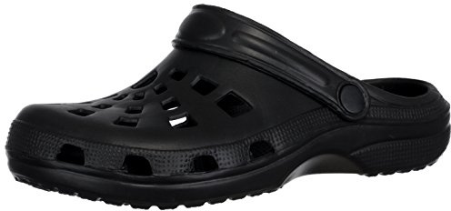 Brandsseller Zuecos de jardín/hogar, para hombre, zapatos de ocio, con correa de talón, Negro , 40 EU