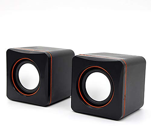 SunYueY Juego de 2 mini altavoces cuadrados portátiles con cable USB para el hogar, portátil, interfaz de 3,5 mm