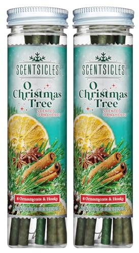 Scentsicles O Christmas Tree Scented Christmas Ornaments with Hooks - 2 Bottles (12 Sticks Total)