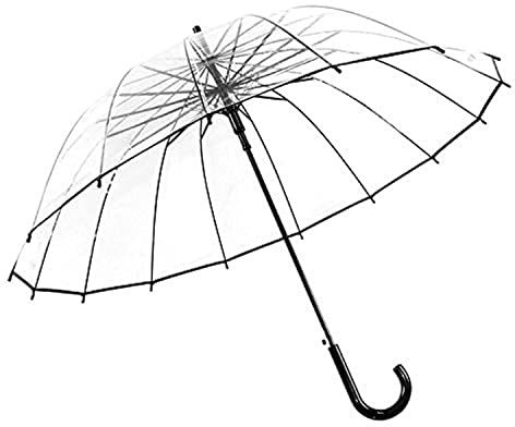 ThreeH Ombrello Sposa Automatico Grande Ombrello Classico Viaggio Ombrello Trasparente Cupola KS10,Black