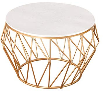 Mesa de Centro de Hierro Forjado, encimeras de mármol Grandes, Marco de Metal sólido, Estilo Industrial, diseñado para hoteles Modernos en casa, Redondo
