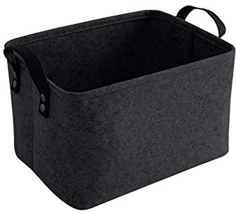 LITLANDSTAR felt storage basket, faltbar filz aufbewahrungsbox für Regal,Wäsche,Schrank,Spielzeug oder Toilettenpapier, 33 * 20 * 23cm,schwarz