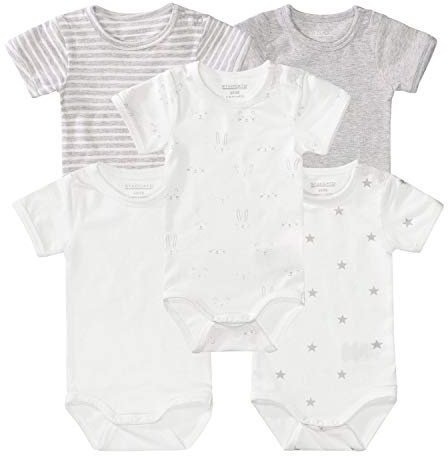 Staccato Baby Bodys 5-pack – flickor, pojkar eller unisex – ekologisk bomull, ekologisk bomull, supermjuk och bekväm – färg: Färgglad, storlek 50/56–86/92, Uppsättning av 5 unisex, 62/68 cm