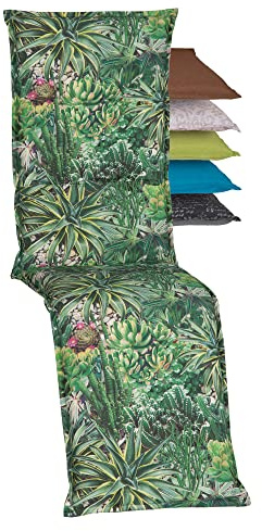Beo Relaxsessel Auflage Waschbar Turin | Made in EU Premium-Qualität | UV-beständige Liegestuhl Auflage nach Öko-Tex Standard | Atmungsaktive Relaxstuhl Auflage mit Kaktus-Muster in Grün