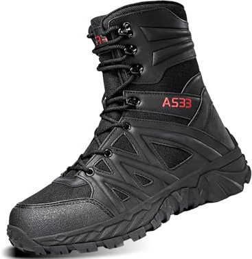 IYVW 8810 Bottes militaires A Bottes d'hiver Homme Chaud Doublé Fourrure Imperméable Neige Bottines Confortable Antidérapant Chaussure noir 45 EU