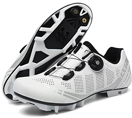 Uhclrr Herren MTB-Radschuhe Mountainbike-Schuhe Atmungsaktive Outdoor-Radschuhe Kompatibel Mit SPD-Stollen(39, White)