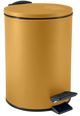 Spirella Kosmetikeimer 5 Liter Edelstahl mit Absenkautomatik und Inneneimer Adelar Badezimmer Mülleimer Softclose Abfalleimer Gelb matt, Safran, 3 litres