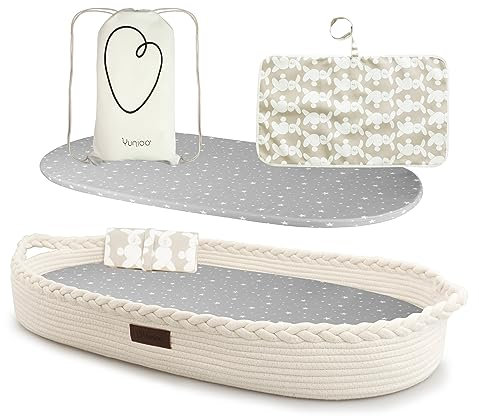 Yunioo Wickelkorb Baby mit Reise Wickelauflage, Weiche, tragbare, wasserabweisende Hülle Babykorb - Geschenke für Baby