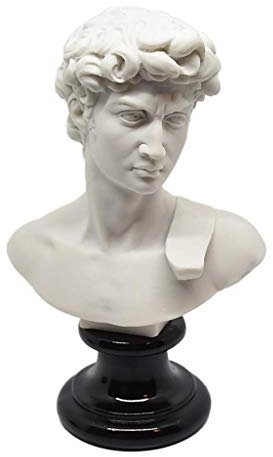 GINGERSHOPONLINE Büste Statue Design: David von Michelangelo (weiß) - Reproduktion Büste, Skulptur aus Marmor und Harz - ca. 15 cm, 350 g. - Produkt Made in Italy - Geschenkidee zu Hause