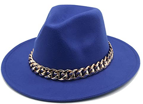Faringoto Hüte für Damen, modische Fedora-Hüte, Damen-Hüte mit Krempe, königsblau, 58
