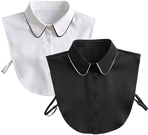 DNLKWGO 2PCS Fake Collar Blouse Detachable False Collar Faux Collar Shirt Dickey Collar for Women Girls