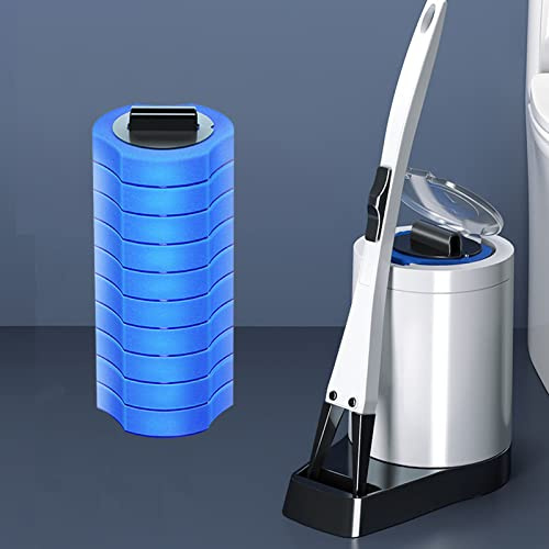 LANMOU Escobilla Limpieza Desechable Limpieza desechable con escobilla for Inodoro Cabezal de detergente Concentrado reemplazable for baño en el hogar (Brush + 10 Brush Heads)