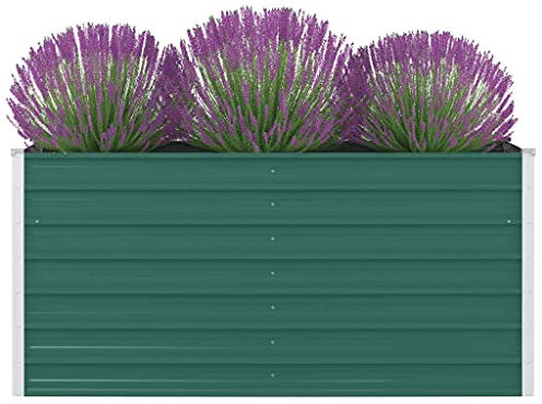 ZHOUMIN Planters Outdoor Raised Bed,Raised Garden Kits,Raised Garden Bed 160x80x77 cm Galvanised Steel Green