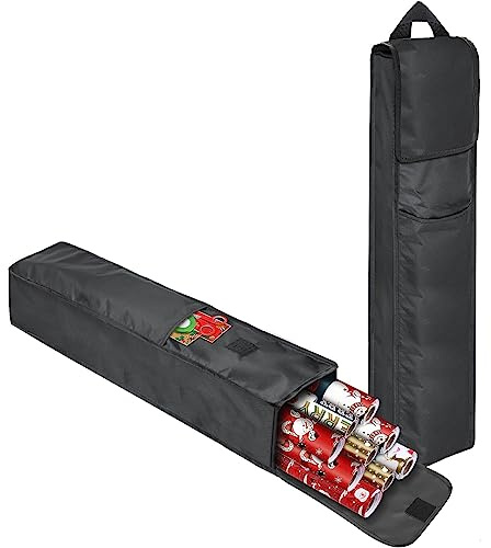 2 förvaringsväska för julomslagspapper – 420D Oxford omslagspapper rulle förvaringsväska presentpapper förvaringslåda för pappersrullar (74 x 14 x 14 x 14 cm), svart